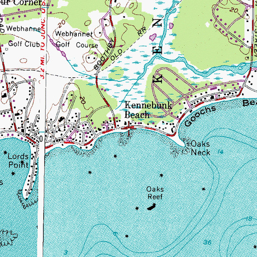 Topographic Map of Mothers Beach, ME