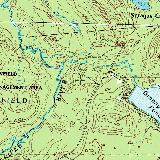 Topographic Map of Vernon S Walker Wildlife Management Area, ME
