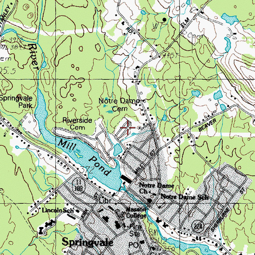 Topographic Map of Notre Dame Cemetery, ME