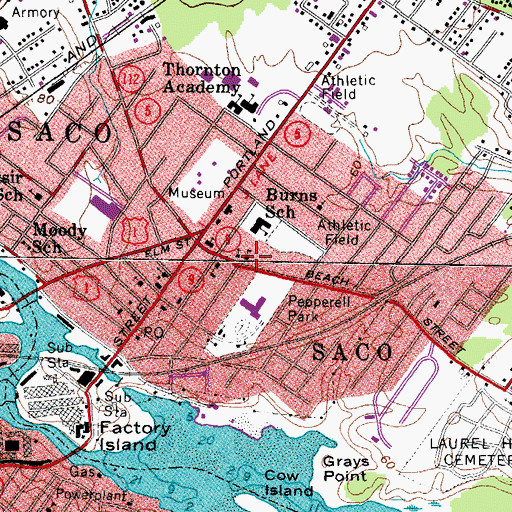 Topographic Map of Notre Dame de Lourdes School, ME