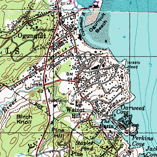 Topographic Map of Ogunquit Art Association Gallery, ME