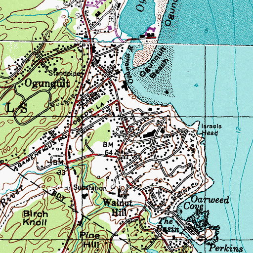 Topographic Map of Ogunquit Memorial Library, ME
