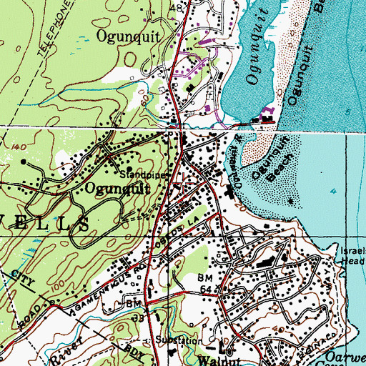 Topographic Map of Ogunquit Post Office, ME
