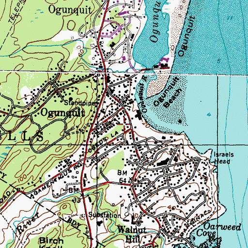 Topographic Map of Ogunquit Village School, ME