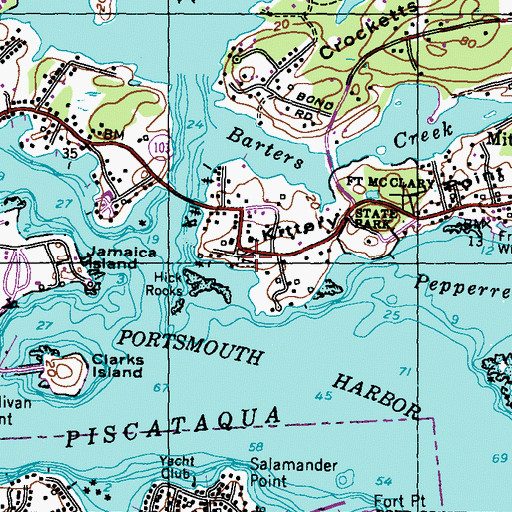 Topographic Map of Old Burying Yard, ME