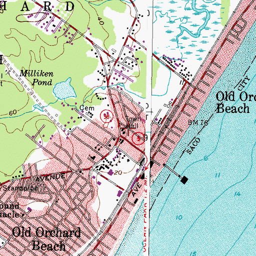 Topographic Map of Old Orchard Beach Historical Society Museum, ME