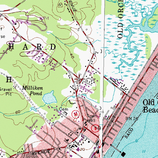Topographic Map of Old Orchard Beach Post Office, ME