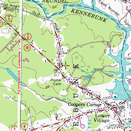 Topographic Map of Old Road Forks (historical), ME