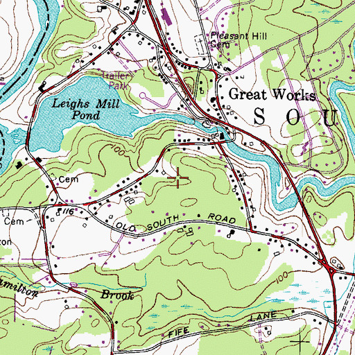 Topographic Map of Oldfields Cemetery, ME