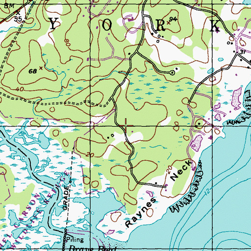 Topographic Map of Paynes Crossing (historical), ME