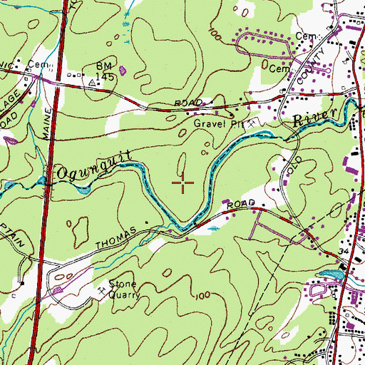 Topographic Map of Pinderosa Campground, ME