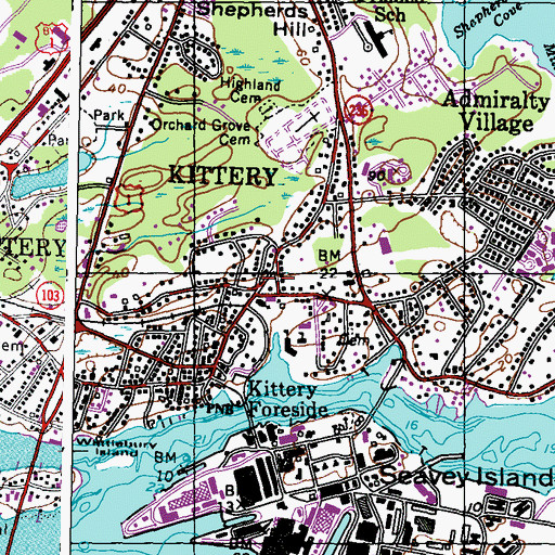 Topographic Map of Portsmouth Naval Shipyard Command Museum, ME
