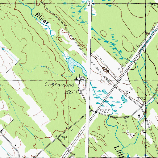 Topographic Map of Potters Place Adult Park Campground, ME
