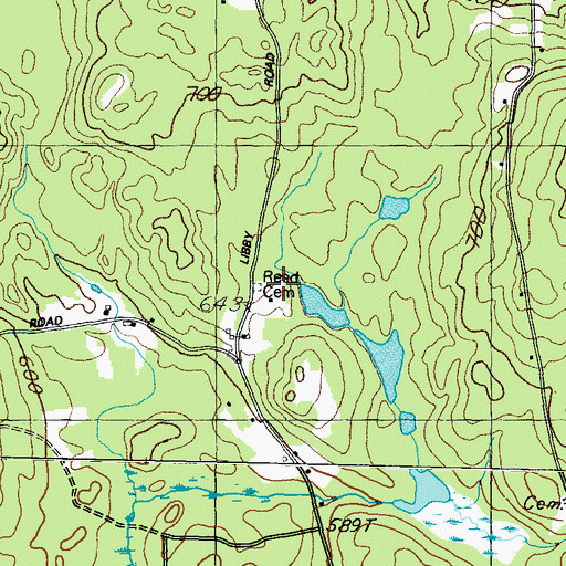 Topographic Map of Reed Cemetery, ME