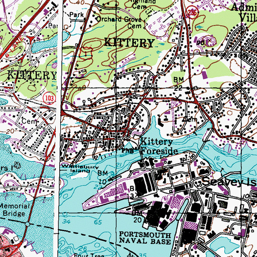 Topographic Map of Rice Public Library, ME