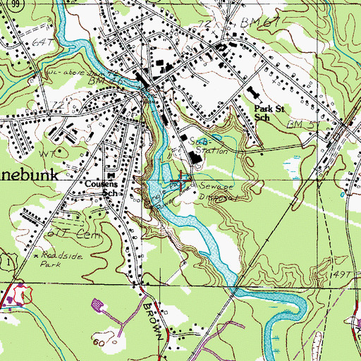 Topographic Map of Rogers Park, ME