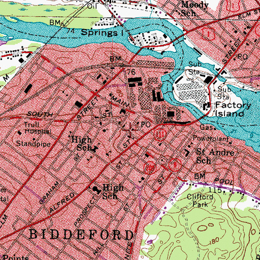 Topographic Map of Saint Demetrios Greek Orthodox Church, ME
