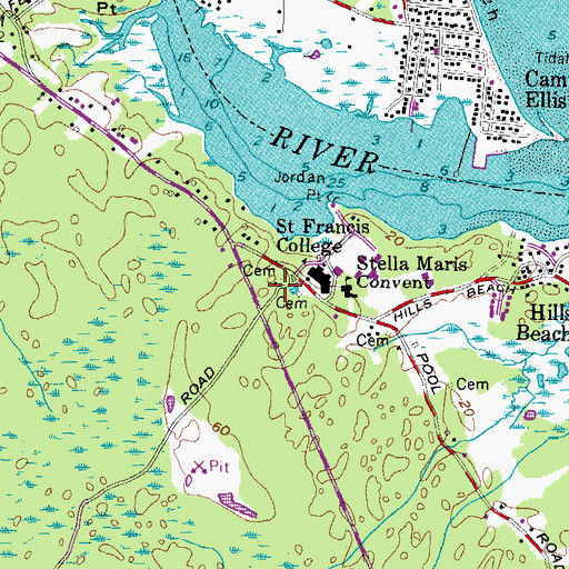 Topographic Map of Saint Francis Church, ME