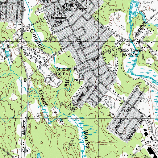 Topographic Map of Saint Ignatius Church, ME