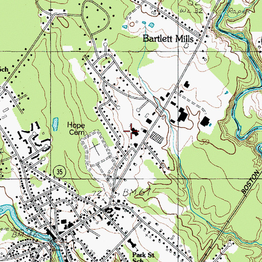 Topographic Map of Saint Monicas Catholic Church, ME