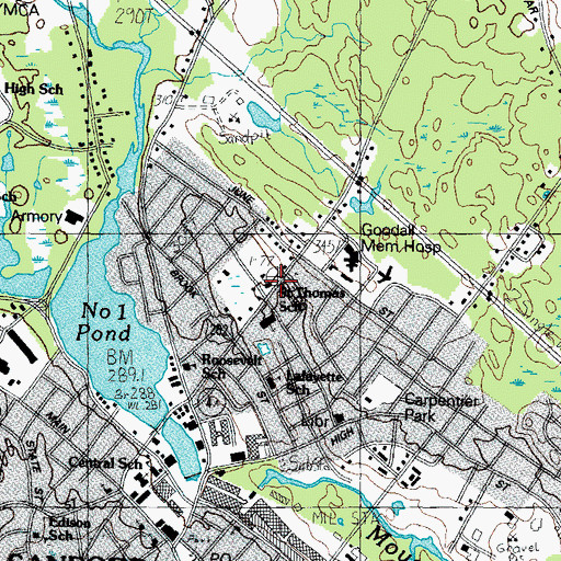 Topographic Map of Saint Thomas School, ME