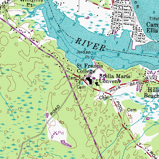 Topographic Map of Sanford F Petts Health Center, ME