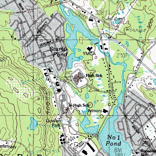 Topographic Map of Sanford High School, ME