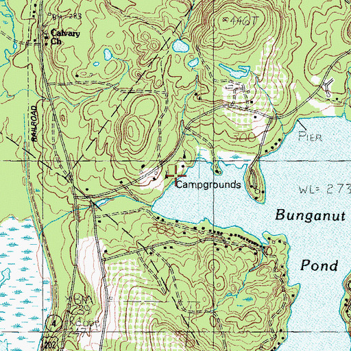 Topographic Map of Scotts Cove Camping Area, ME