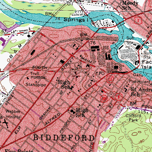 Topographic Map of Second Congregational Church, ME