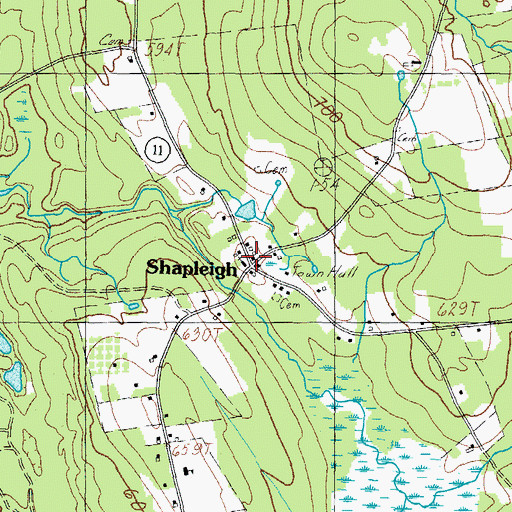 Topographic Map of Shapleigh Baptist Church, ME