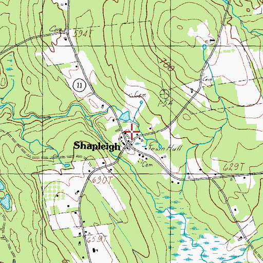 Topographic Map of Shapleigh Community Library, ME
