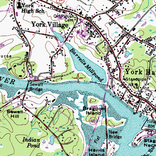 Topographic Map of Shore Path Trail, ME