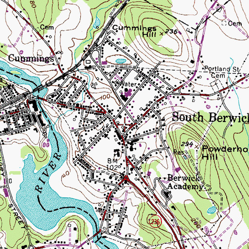 Topographic Map of South Berwick Post Office, ME