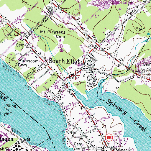 Topographic Map of South Eliot Methodist Church, ME