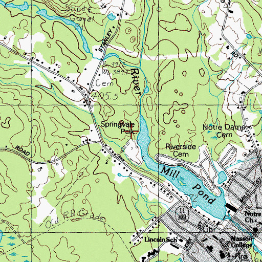 Topographic Map of Springvale Park, ME
