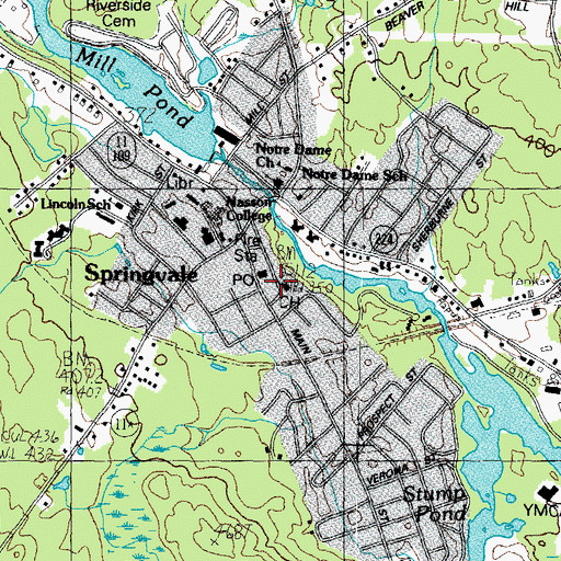 Topographic Map of Springvale Post Office, ME