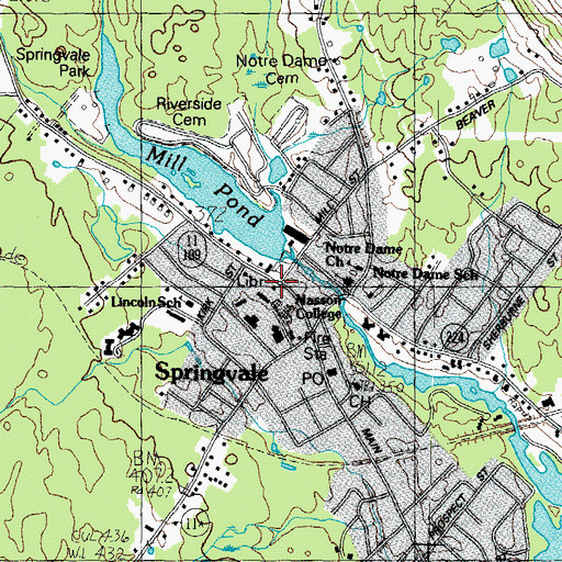 Topographic Map of Springvale Public Library, ME