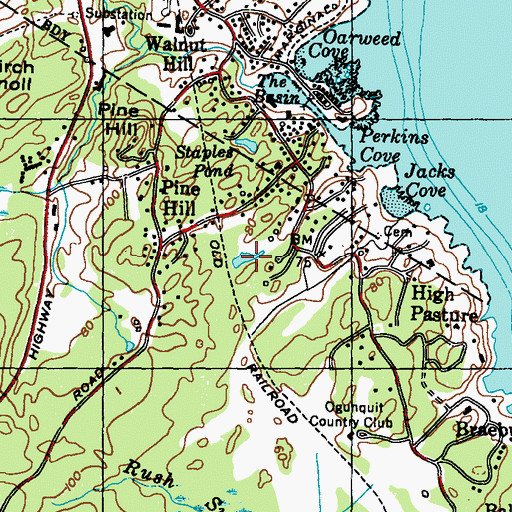 Topographic Map of Staple Pond, ME