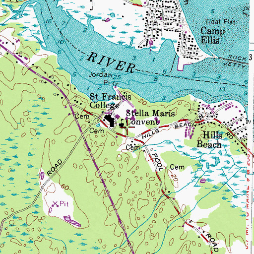 Topographic Map of Stella Maris Hall, ME