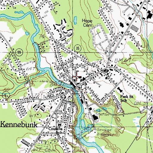 Topographic Map of Storer Mansion, ME