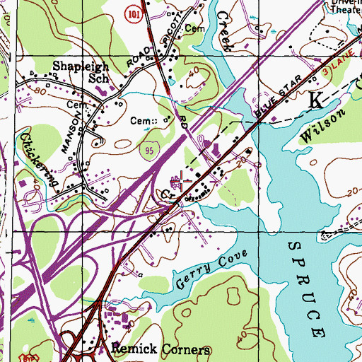 Topographic Map of The Maine Outlet Shopping Center, ME