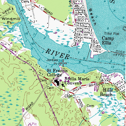 Topographic Map of The University of New England Dock, ME