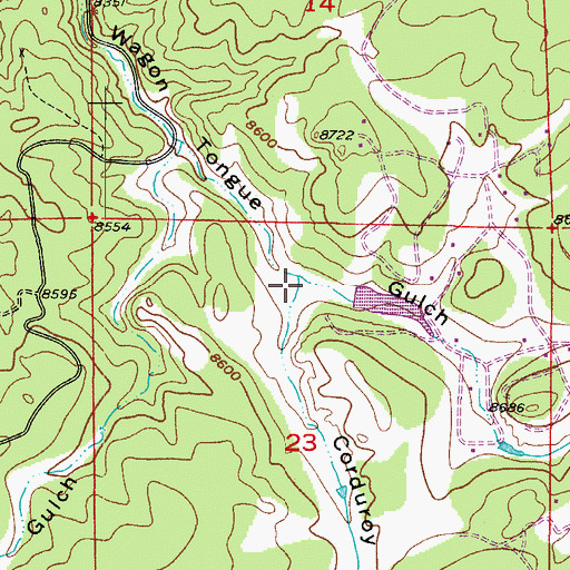 Topographic Map of Corduroy Gulch, CO
