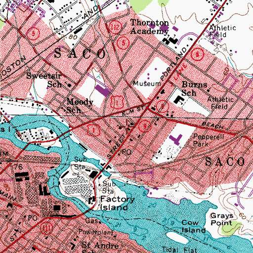 Topographic Map of United Methodist Church, ME