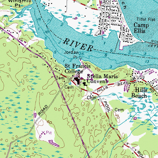Topographic Map of University of New England, ME