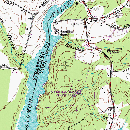 Topographic Map of Vaughan Woods State Park, ME