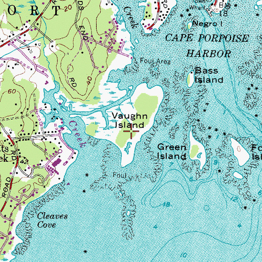 Topographic Map of Vaughns Island Preserve, ME