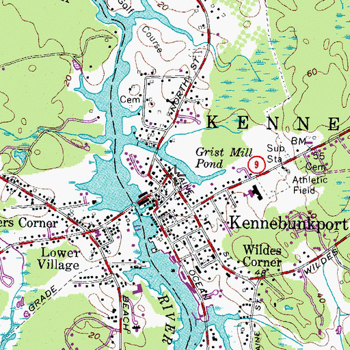 Topographic Map of Village Baptist Church, ME