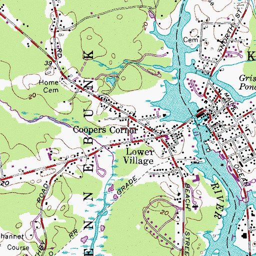 Topographic Map of Village Marketplace Shopping Center, ME