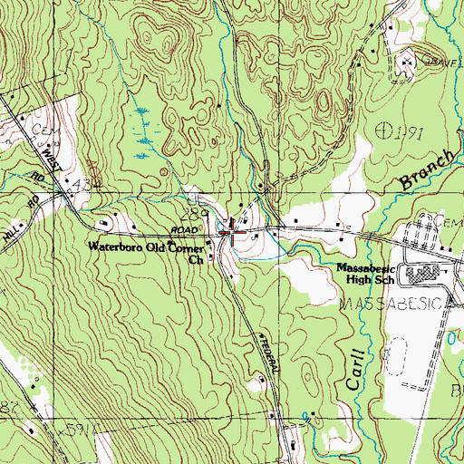 Topographic Map of Waterboro Old Corner Church, ME